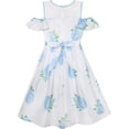 thumbnail image 3 of Girls Dress Blue Hydrangea Flower Cold Shoulder Party Princess 5, 3 of 5