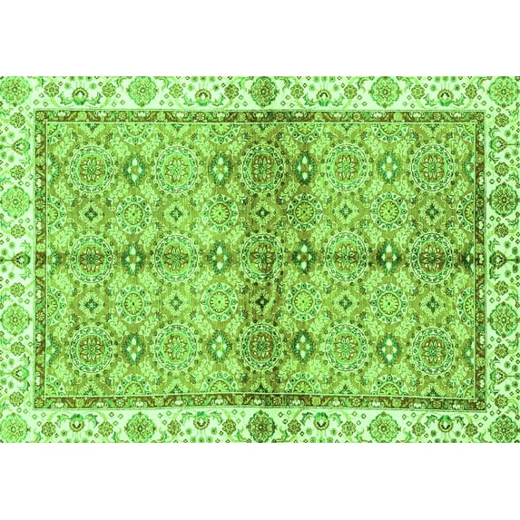 Ahgly Company Indoor Rectangle Oriental Green Traditional Area Rugs, 2' x 4'