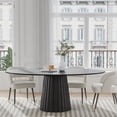 thumbnail image 3 of MAYEERTY 67x33.5x30 Modern Oval Dining Table for 6, Mid-Century Kitchen Table for Dining Room Kitchen, Black, 3 of 10