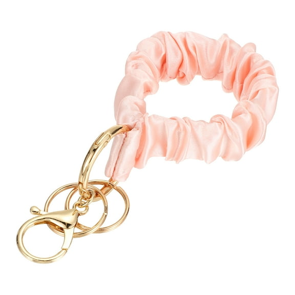 Uxcell Scrunchie Keychain Wristlet, Cute Key Wristlet for Women Elastic Wrist Keychain Bracelet for Car Keys(Dark Pink)