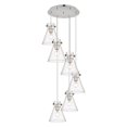 thumbnail image 3 of Innovations Lighting  Newton Cone - 6 Light 8" Cord Hung Multi Pendant - 14" Canopy Clear/Polished Nickel, 3 of 5