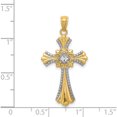 thumbnail image 5 of 14K Yellow & Rhodium With Diamond-Cut Cross Pendant (28 X 17) Made In United States c4515, 5 of 6
