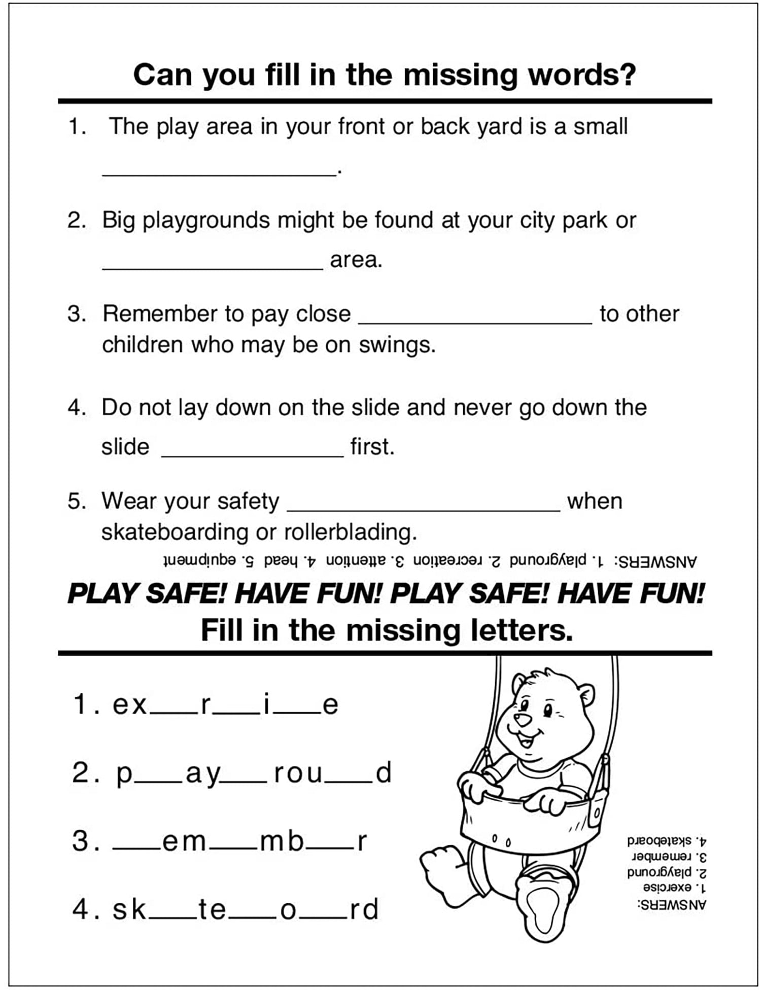 25 Pack - Play It Safe on the Playground Kid's Educational Coloring & Activity Books