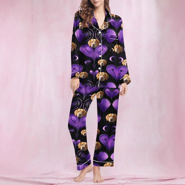 Puntoco Pijamas para mujer, moda informal para mujer, estampado de manga larga, tops casuales, pantalones, pijama, traje