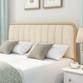 thumbnail image 4 of Homfa Full Size Platform Bed Frame, Round Metal Tube Heavy Duty Bed Frame with Tufted Upholstered Headboard, Gold and Beige, 4 of 9