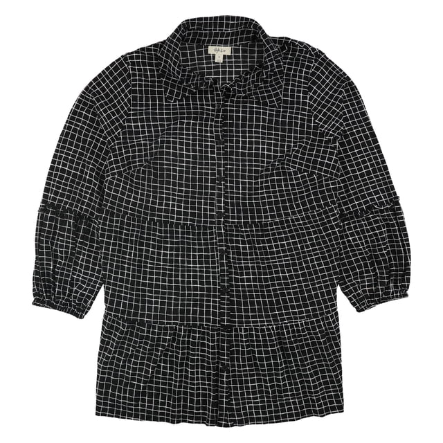 Blusa tipo túnica a cuadros Style & Co para mujer negro 2X