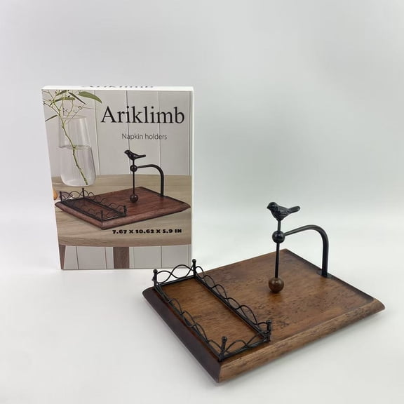 Ariklimb Napkin holders,Napkin Holder for Table with Unique Bird - shaped Design, Napkin Holder with Salt and Pepper Shakers Storage (Shakers Not Included), Wooden Base