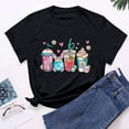 thumbnail image 4 of TrendVibe365 Easter Womens Shirts Short Sleeve Easter Eggs Bunny Rabbit Floral Heart Coffee Holiday Gifts Tees Round Neck Tops Short Sleeve Shirts Loose Fit Groovy Party Blouse Clothes Black S(US=4), 4 of 7