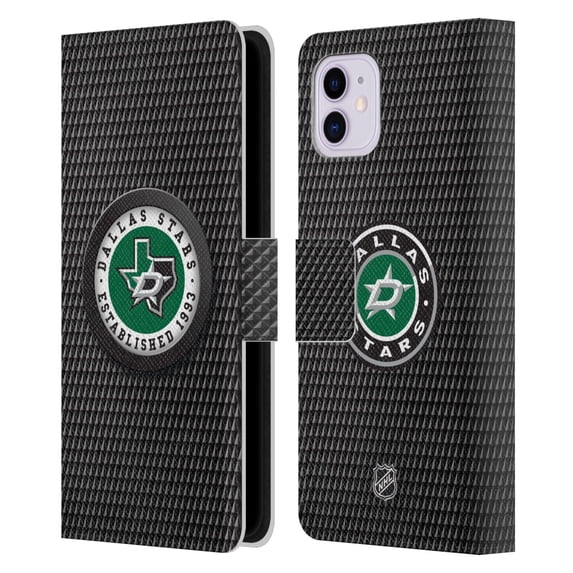 Head Case Designs Officially Licensed NHL Dallas Stars Puck Texture Leather Book Wallet Case Cover Compatible with Apple iPhone 11
