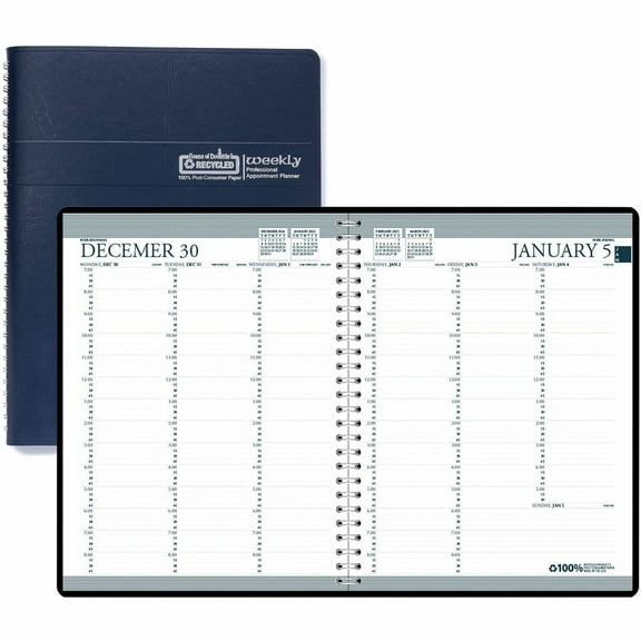 2026 House of Doolittle 8.5" x 11" Calendar Year Monthly Appointment Book Faux Leather Cover Blue