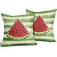 thumbnail image 2 of Summer Pillow Covers 18x18 Inch Watercolor Watermelon Green Stripe Outdoor Decorative Throw Pillow Covers Set of 2 Rustic Pillowcases Farmhouse Cotton Linen Cushion Covers for Couch Bed Summer Decor, 2 of 6