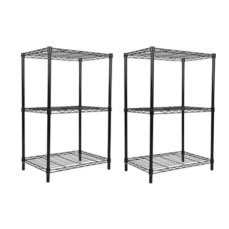 GIA Design Group 3 Tier Black Wire Shelving Unit Set of 2 for Bathroom Kitchen Garage 21.06  W*13.77  D*31.88  H 130lb Capacity