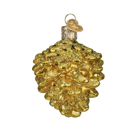 Old World Christmas Ornaments Small Gold Pine Cone Glass Blown Ornaments for Christmas Tree
