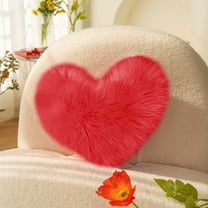 VOTRUDI Red Plush Heart Pillow - 14x17 Inch Soft Furry Decorative Cushion for Living Room, Bedroom, Valentine's Day Gift, No Shedding