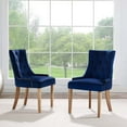 thumbnail image 3 of Modern Contemporary Urban Design Dining Kitchen Room Side Chair, Set of Two, Velvet Fabric Wood, Navy Blue, 3 of 5