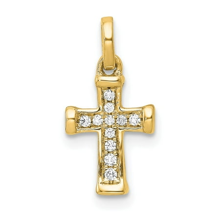 Roy Rose Jewelry 14K Yellow Gold Small Diamond Latin Cross Pendant 1/20-Carat