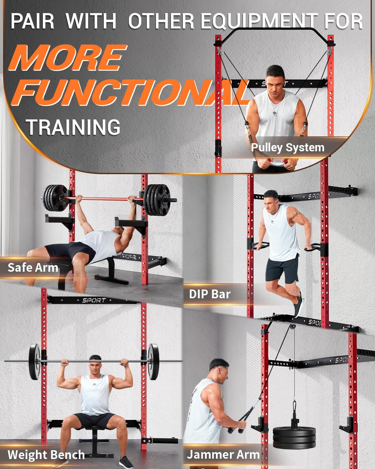 Folding Wall Mounted Squat Rack – 2.36" x 2.36" Power Rack for Home Gym, 1000 LBS Heavy-Duty with Pull-Up Bar, J-Hooks & Landmine Attachment – Space-Saving Strength Training Station