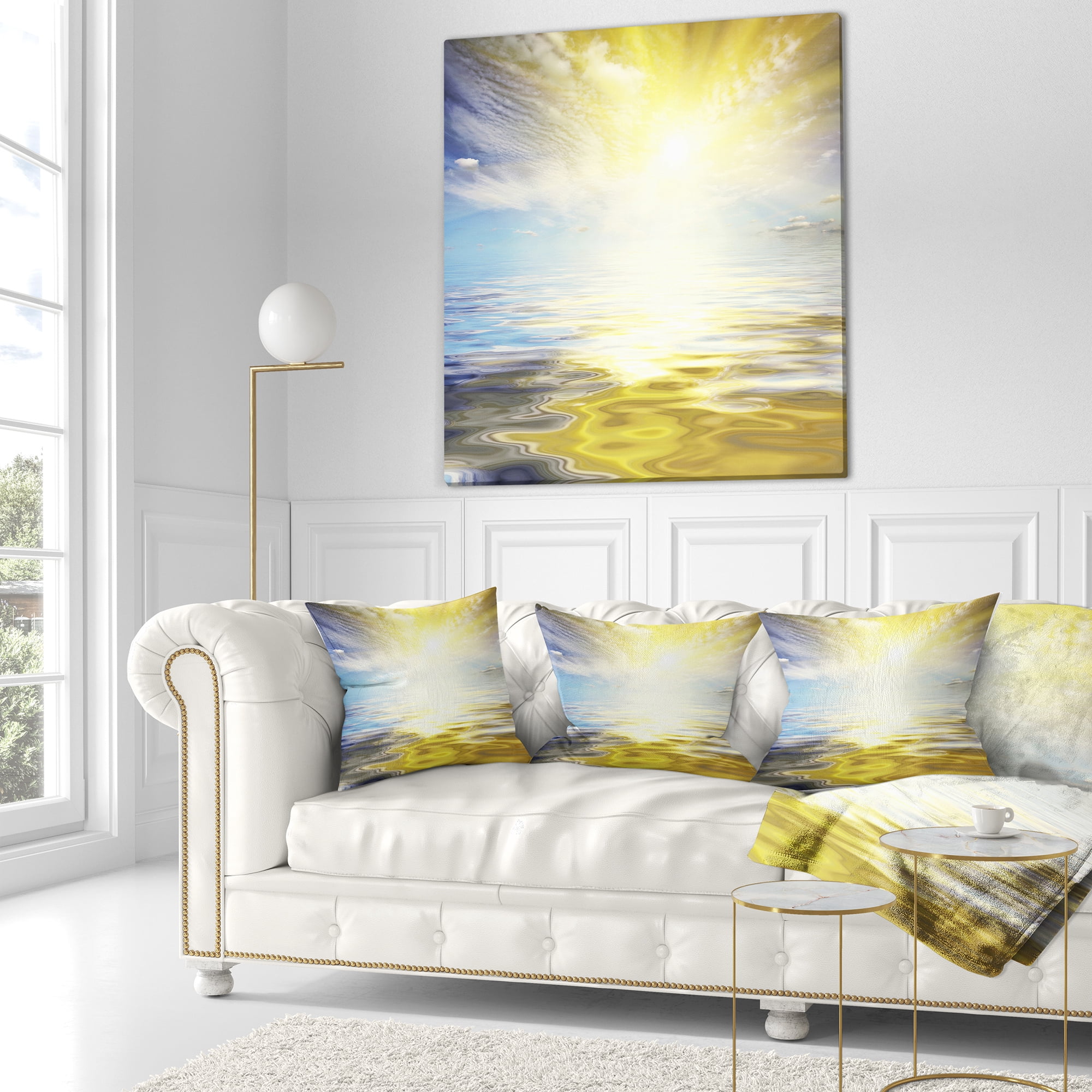 Designart 16" x 16" Yellow Polyester Throw Pillow