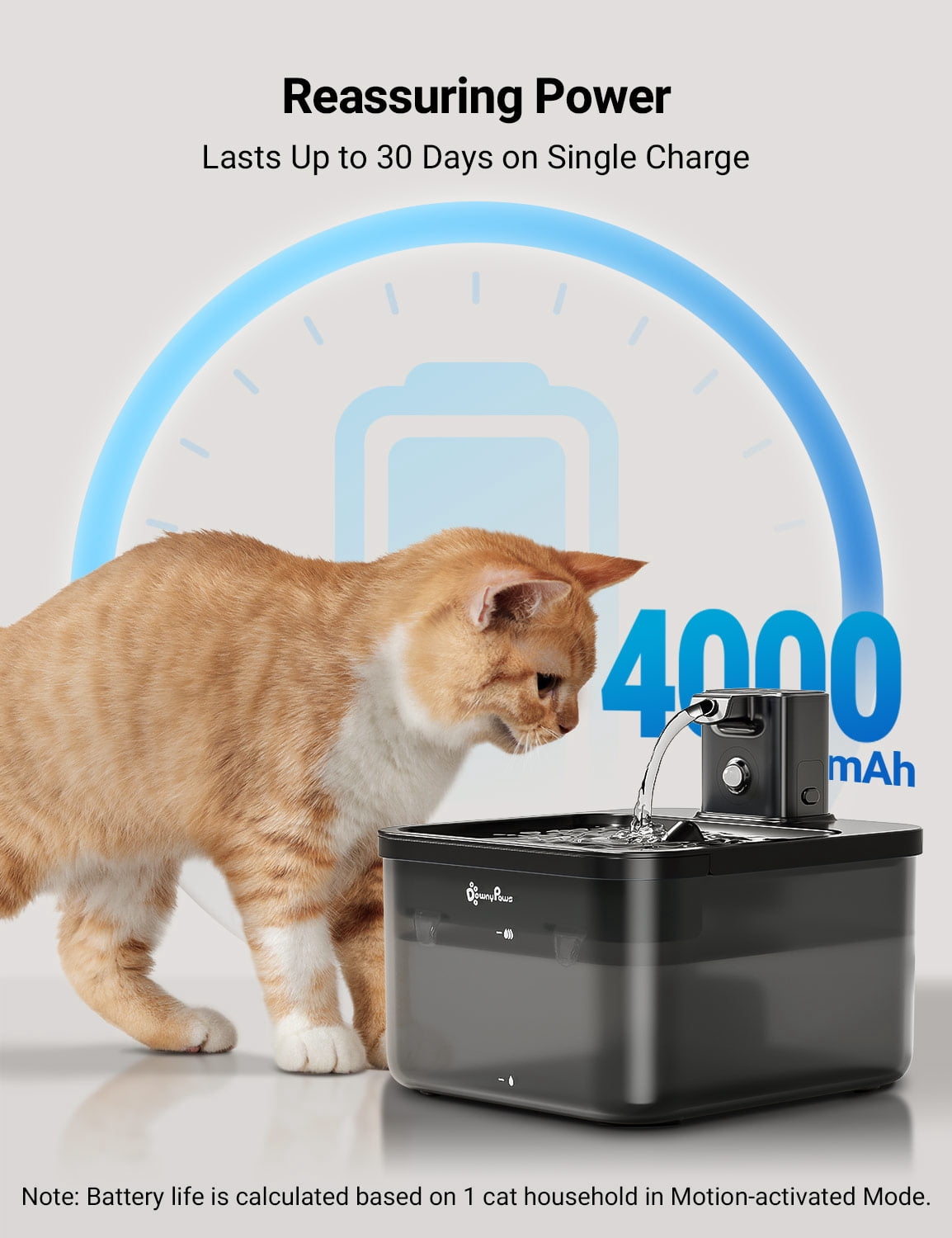 DownyPaws Wireless Cat Water Fountain Black