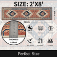 thumbnail image 3 of Runner Rugs for Hallway, 2x8 Washable Soft Non Slip Floor Rugs for Kitchen, Modern Mat for Living Room Bedroom Entryway Red & Brown, 3 of 7