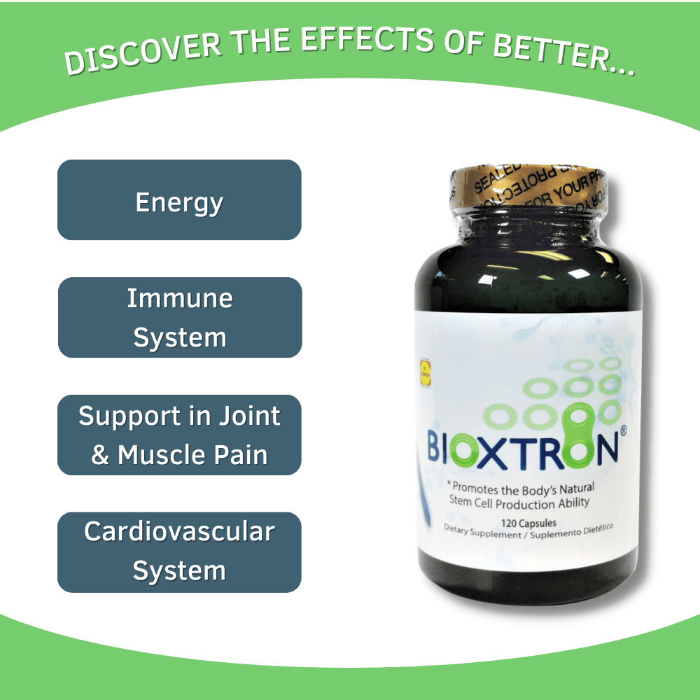 Bioxtron Blue-Green Algae Supplement Capsules - Stem Cells Production - Immune System - Joint Discomfort, Fatigue, Low Defenses - 120 Capsules