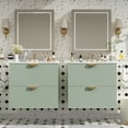 thumbnail image 2 of Euroco 48" Modern Wall-Mounted Bathroom Vanity Combo with Double Sinks, Soft-Close Drawers, Gold Handles, 2 of 9