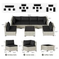 thumbnail image 4 of MRUAKA Outdoor Patio Furniture Set, 7-Piece Modular Sectional Sofa With Tea Table and Free Cushion, PE Wicker Outdoor Conversation Set for Patio, Garden, Backyard,Black, 4 of 7