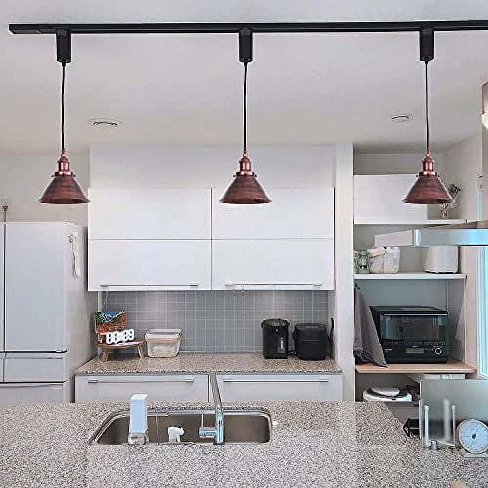 KAYYELAMP 1x Plug in Cable Track Rail, 2X Adjustable Cord Rust Track Lighting Fixtures E26 Base H-Type Vintage Design for Kitchen Loft(No Bulb)
