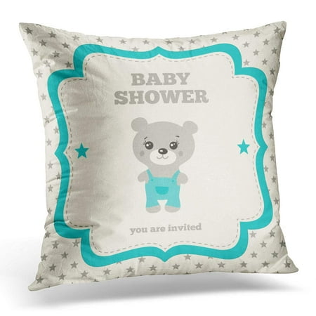 Little Star Cover ECCOT Black Baby Gray Blue and Cream Colors of Little Teddy Bear Vintage on Star Shaped Pattern Boy Pillowcase Pillow Cover Cushion Case 18x18 inch ()