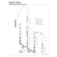 thumbnail image 6 of Kingston Brass KS8728CKL Kaiser Double-Handle 4-Hole Widespread Kitchen Faucet with Plastic Sprayer in Brushed Nickel, 6 of 8