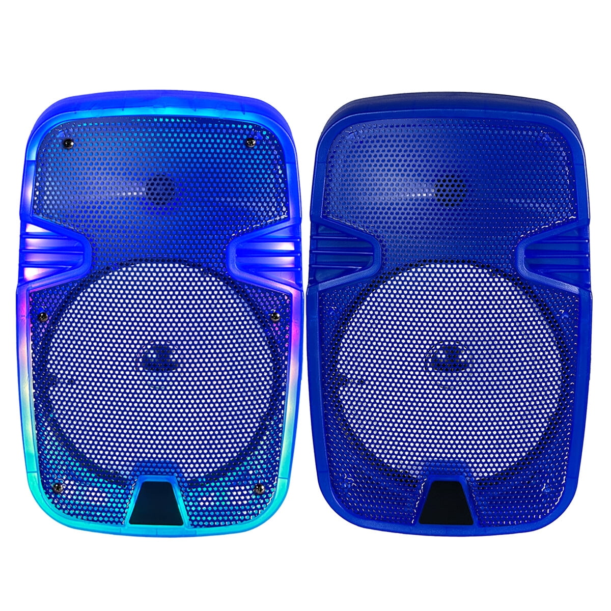 Portable Bluetooth Speaker 8" Woofer w/ Tripod Stand Microphone Remote Control Blue LED, Clear Shell