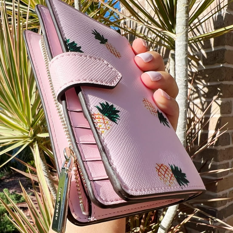 Kate Spade Colada Medium Compact Bifold Wallet Pineapple Pink Multi K7218