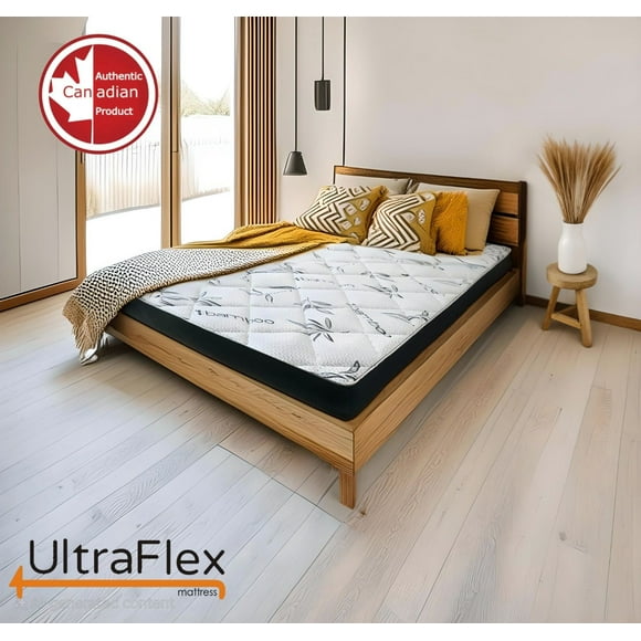 UltraFlex DreamEasy - Confort Moyen Ferme Infusé de Gel Fabriqué au Canada avec Dessus Matelassé, Soulagement de la Pression, Technologie de Refroidissement, Housse en Bambou, Mousse Certifiée CertiPUR-US (Fabriqué au Canada)