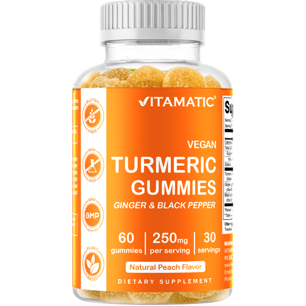 Vitamatic Turmeric Gummies with Ginger & Black Pepper Extract 95