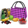 thumbnail image 3 of Yiaed Purple Black Buffalo Plaid Print Lunch box lunch bag Portable Insulated Lunch Box for Women Men Cooler Tote Bag with Front Pocket for Work Picnic Travel, 3 of 6