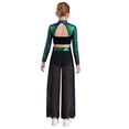 thumbnail image 4 of Aislor Girls 2 Piece Dance Outfits Sparkly Sequin Rhinestone Crop Top with Split Sides Flowy Pants Set Green 8, 4 of 6