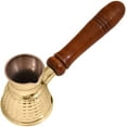 thumbnail image 3 of diollo Premium Hammered Brass Turkish Greek Arabic Coffee Pot Coffee Maker Cezve Ibrik Briki with Wooden Handle 6 OZ, 3 of 3