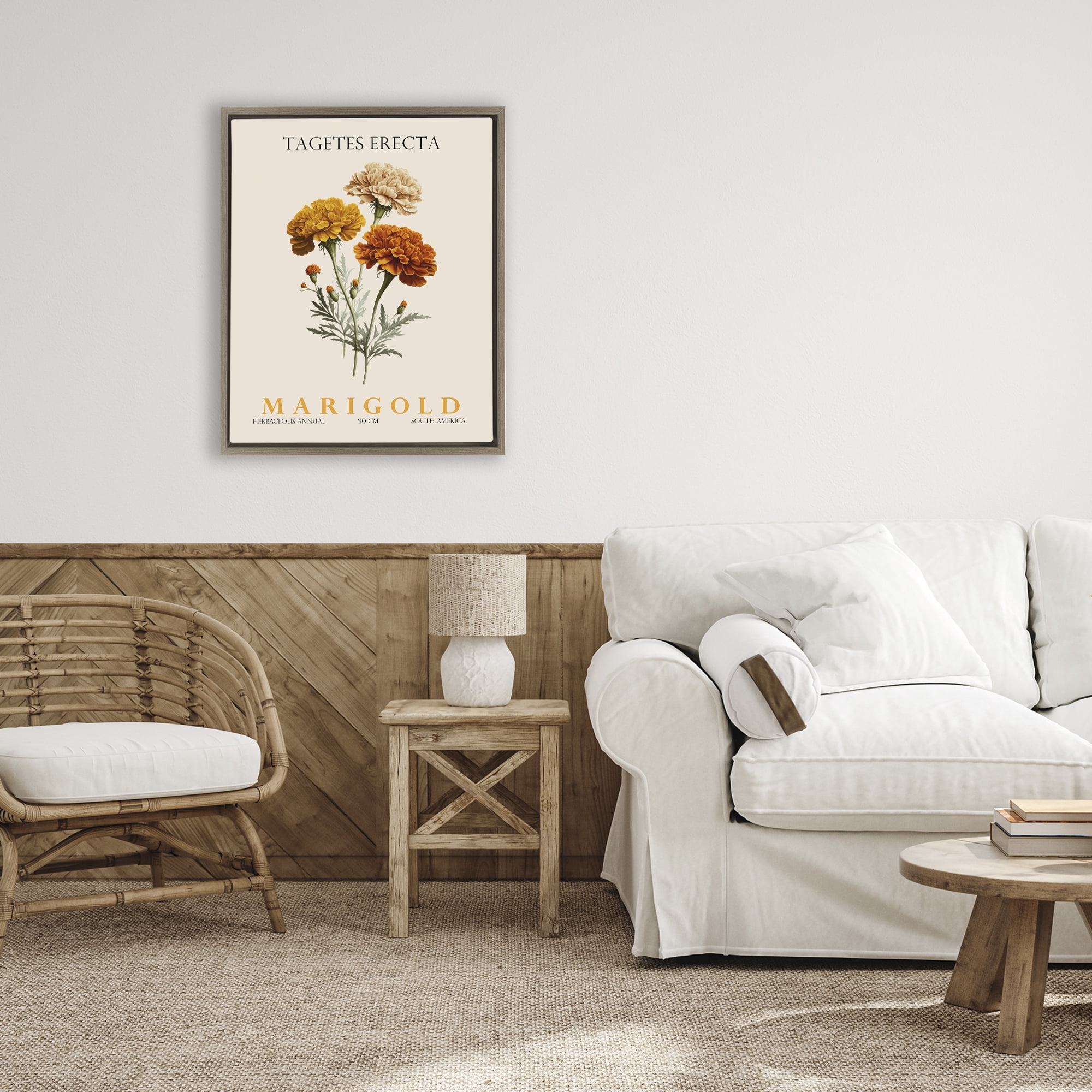 Stupell Industries Natural Marigold Bundle Brown Framed Floater Canvas Wall Art, design by Christopher Giampietro