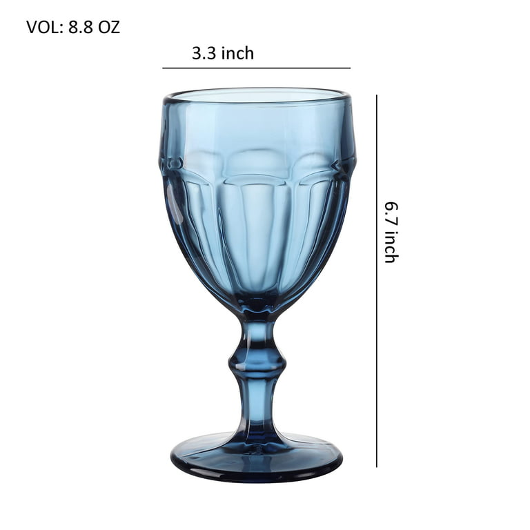 Large Water Goblet Glasses by Toscana, 20 Oz Set of 10, Iced Tea Stemmed  Footed Glass Glassware, Black