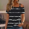 thumbnail image 2 of Xihbxyly Tops ! Tops for Women 2025, Women's Cold Shoulder Tops Short Sleeve Button-Up Top Blouse Casual Tunic Blouse T-Shirts, 2 of 5