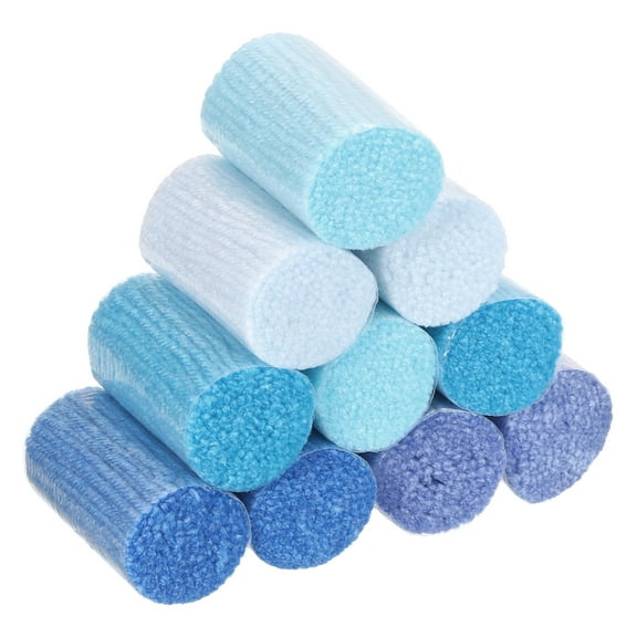 10 Rolls Latch Hook Yarn, Latch Hook Kit Yarn Precut Hook Rugs Yarn Crochet Colorful, Blue Tone