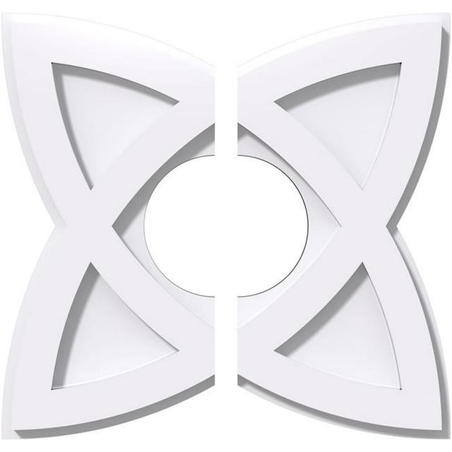 Ekena Millwork CMP12CM2-04000 12 Pouces OD x 4 Pouces ID Carré Cosmo Architecture Grade Médaillon de Plafond Contemporain PVC - 2 Pièces