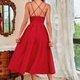 thumbnail image 2 of CHUANK Robe Maxi pour Femmes Économies Liquidation Aubaines Femmes Sans Manches Dos Nu Uni Robe à Col en V Grande Taille Été Décontractée Longues Robes Robes d'Invitée de Mariage Robe de Plage Fête Beige P, 2 of 5