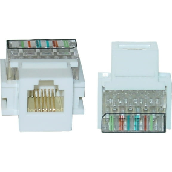 CableWholesale 331-120WH Keystone Insert  White  Phone Jack  Tooless  RJ11  RJ12 Female to Wire Insert