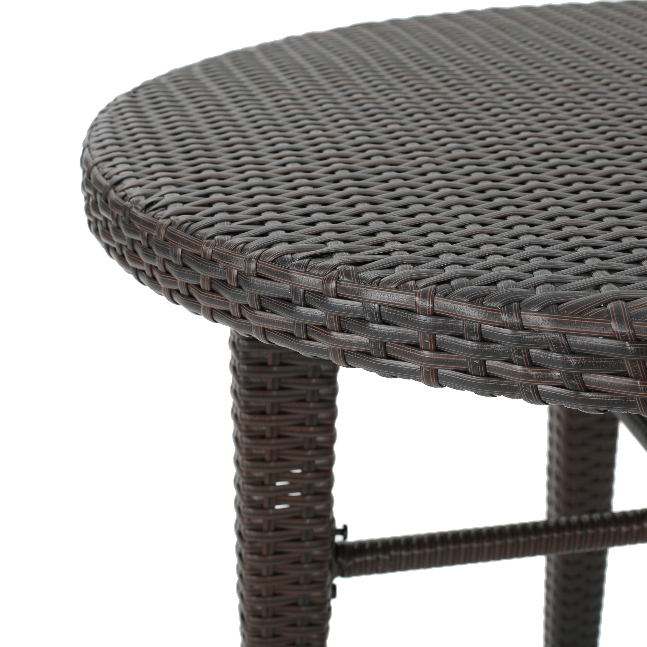 Jacob Outdoor 32.5 Inch Round Wicker Bar Table, Multibrown