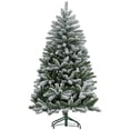 thumbnail image 1 of HOMCOM 5ft Flocked Artificial Christmas Tree with Metal Stand, Hinged Tips, 1 of 10
