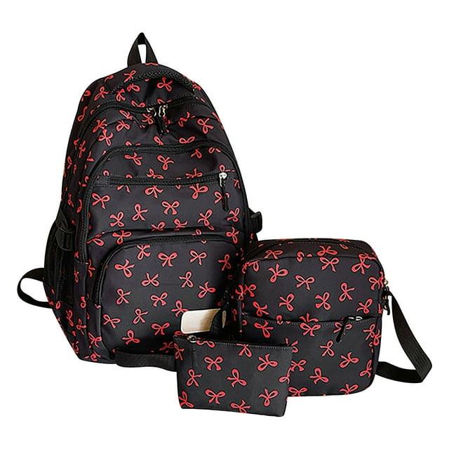 QTOCIO Women's Three-Piece Bowknot Handbag Set Large-Capacity Versatile Set Including Backpack Shoulder Bag And Tote
