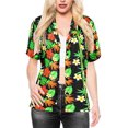thumbnail image 4 of HAPPY BAY Hawaiian Shirts Womens Floral Summer Beach Party Blouse Shirt Tropical Blouses Short Sleeve Vacation Button up Dress Shirts Dresses for Women M Tropical, Black, 4 of 5