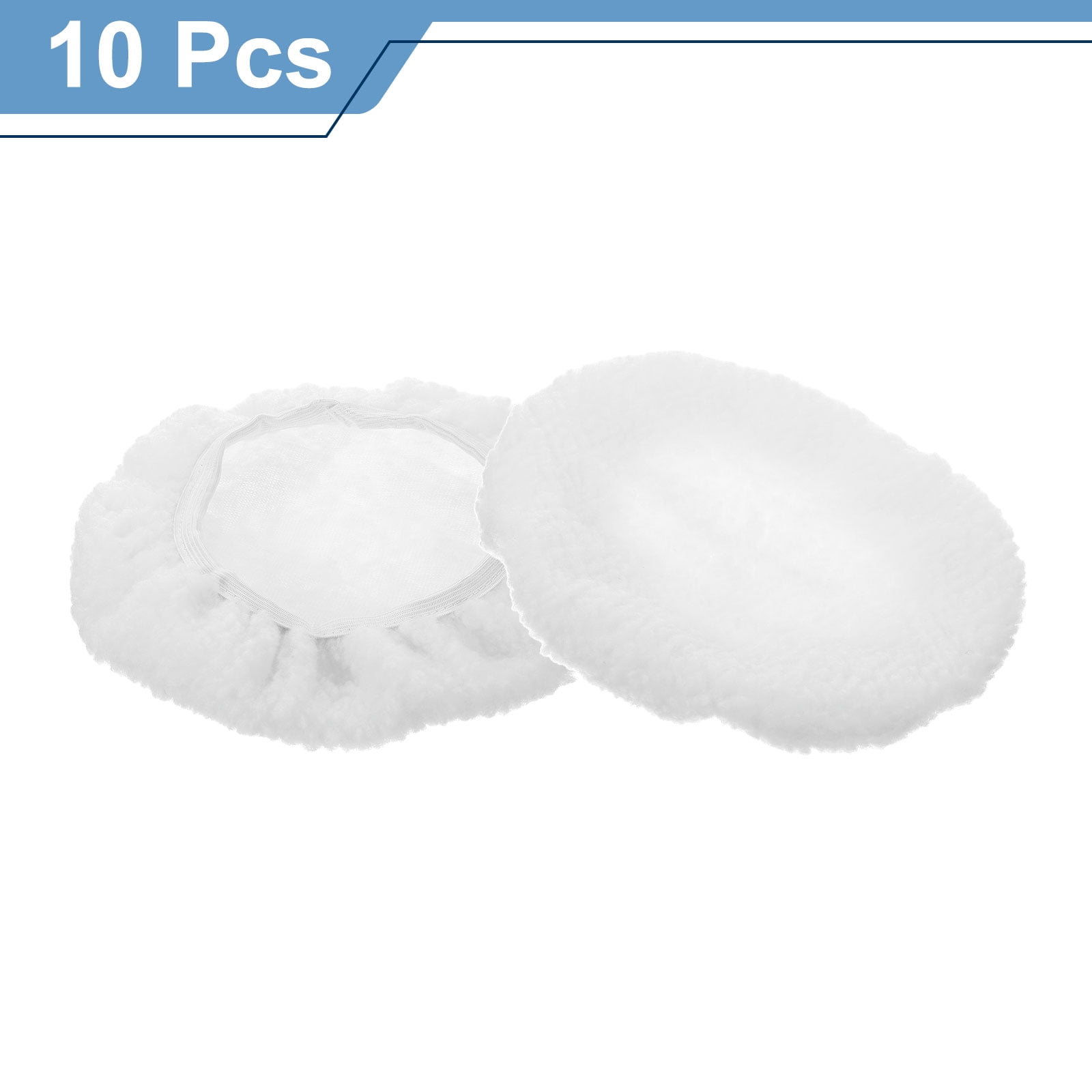 Uxcell 10pcs Car Polisher Bonnet Buffing Pad Lamb's Wool for 9"-10" Car Buffer Bonnets Polisher, White