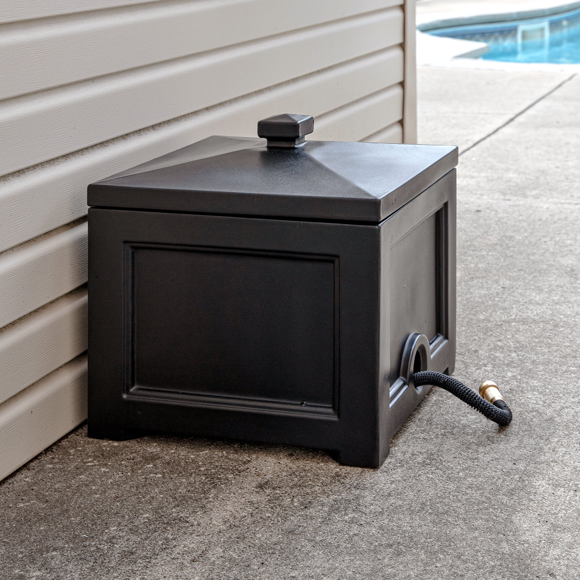 Mayne Fairfield Black 100' Hideaway Garden Hose Bin